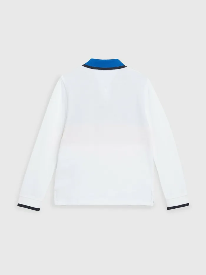 Tommy Hilfiger Adaptive ColourBlocked Long Sleeve Polo Bright White Boys TShirts and Polos Gift Ideas