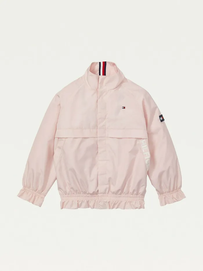 Tommy Hilfiger Adaptive Essential Lightweight Ruffle Jacket Light Pink Girls Coats and Jackets On Sale Tommy Hilfiger Adaptive Essential Lightweight Ruffle Jacket Light Pink Girls Coats and Jackets On Sale