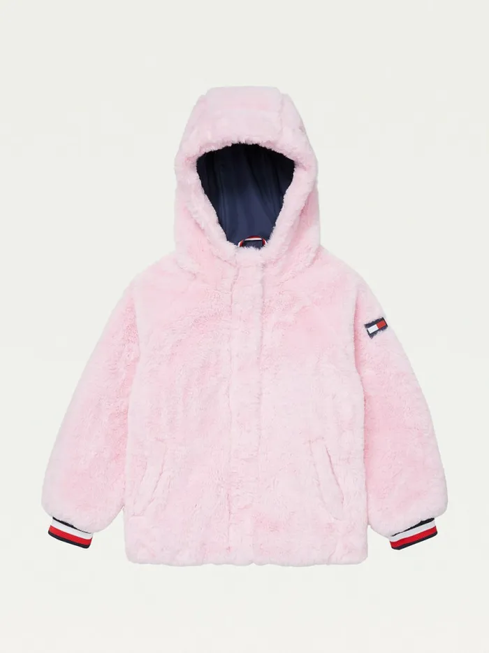 Tommy Hilfiger Adaptive Faux Fur Hooded Jacket Milk Berry Girls Coats and Jackets Popular Tommy Hilfiger Adaptive Faux Fur Hooded Jacket Milk Berry Girls Coats and Jackets Popular