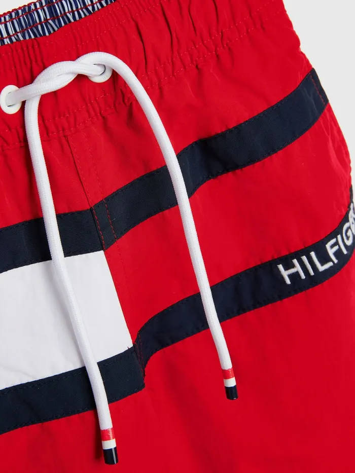 Tommy Hilfiger Adaptive Flag Swim Shorts Apple Red Boys Swimwear Online