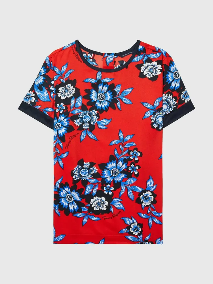 Tommy Hilfiger Adaptive Floral Print Relaxed Short Sleeve Top Fireworks Multi Womens Tommy Adaptive Tommy Hilfiger Adaptive Floral Print Relaxed Short Sleeve Top Fireworks Multi Womens Tommy Adaptive