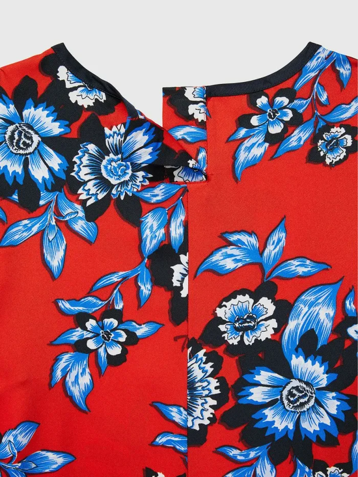 Tommy Hilfiger Adaptive Floral Print Relaxed Short Sleeve Top Fireworks Multi Womens Tommy Adaptive