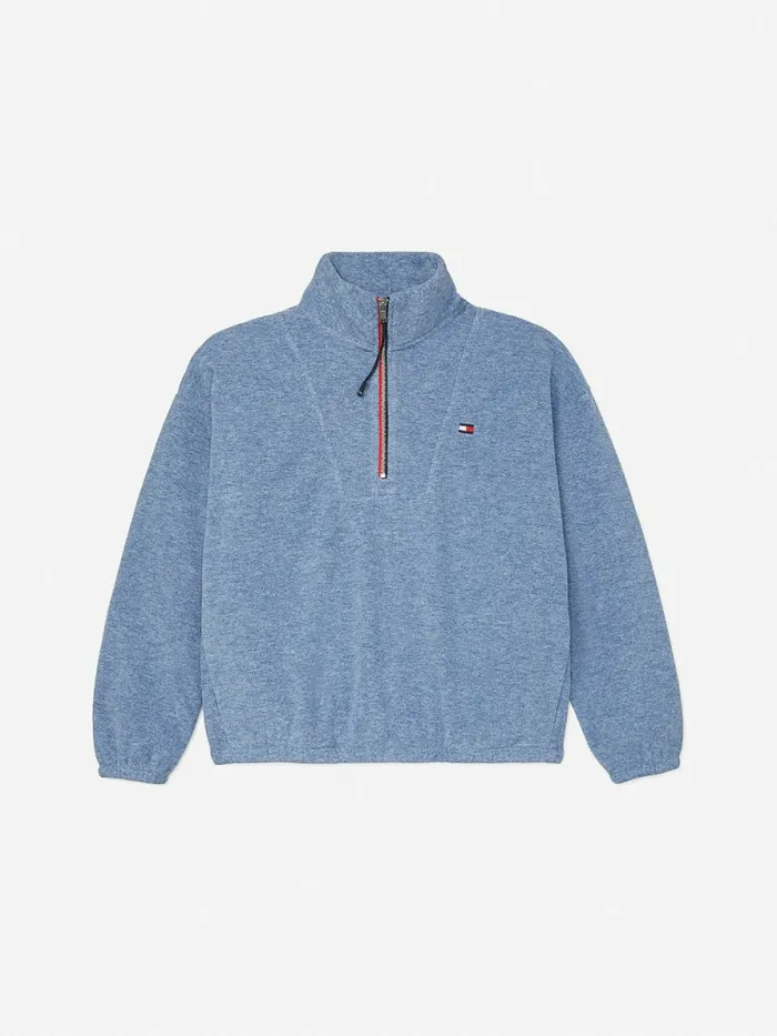 Tommy Hilfiger Adaptive Half Zip Popover Sweatshirt Indigo Htr Womens Sweatshirts and Hoodies Gift for Friend Tommy Hilfiger Adaptive Half Zip Popover Sweatshirt Indigo Htr Womens Sweatshirts and Hoodies Gift for Friend