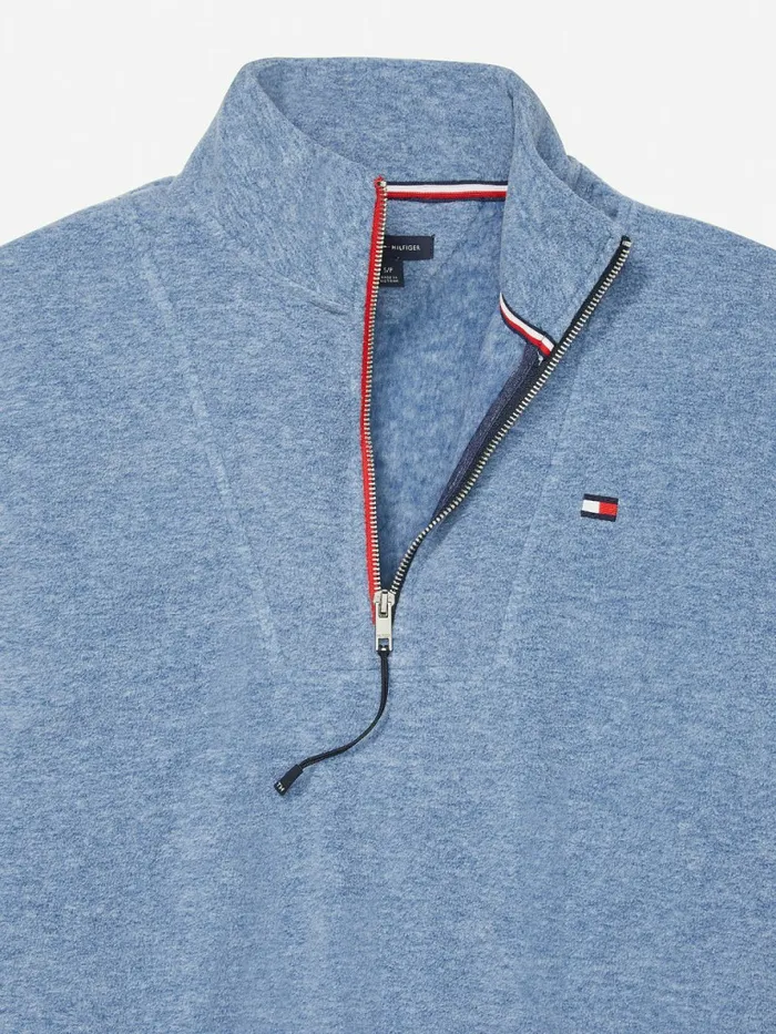 Tommy Hilfiger Adaptive Half Zip Popover Sweatshirt Indigo Htr Womens Sweatshirts and Hoodies Gift for Friend