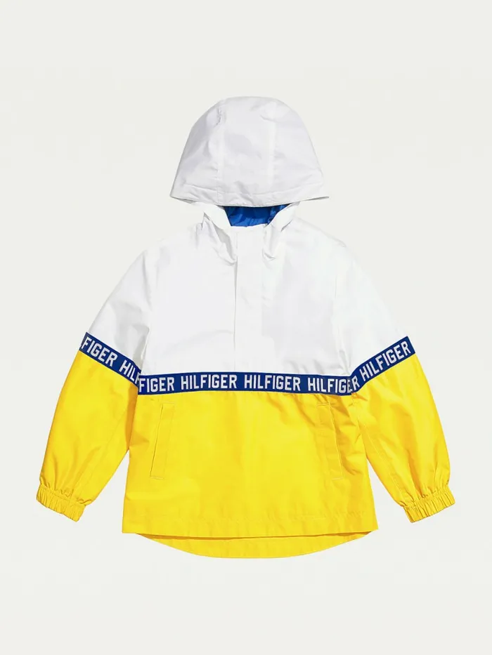 Tommy Hilfiger Adaptive Hooded ColourBlocked Jacket Banana Peel Boys Coats and Jackets Sale