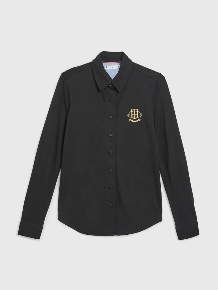 Tommy Hilfiger Adaptive Knit Travel Shirt Deep Black Womens Shirts and Blouses On Sale Tommy Hilfiger Adaptive Knit Travel Shirt Deep Black Womens Shirts and Blouses On Sale