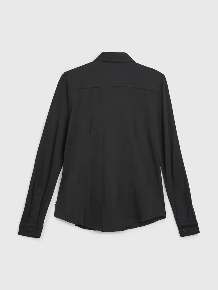 Tommy Hilfiger Adaptive Knit Travel Shirt Deep Black Womens Tommy Adaptive