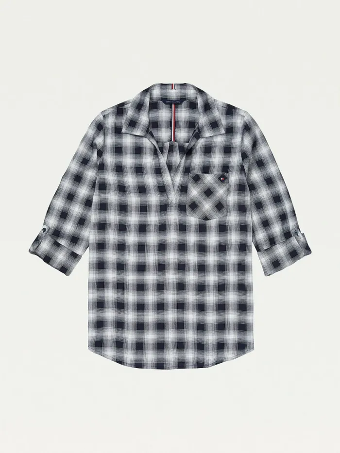 Tommy Hilfiger Adaptive Plaid Popover Shirt Masters NavyMulti Womens Shirts and Blouses On Sale Tommy Hilfiger Adaptive Plaid Popover Shirt Masters NavyMulti Womens Shirts and Blouses On Sale