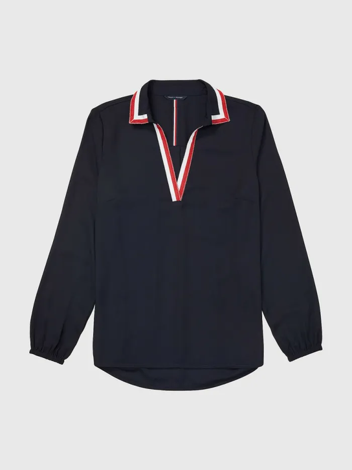 Tommy Hilfiger Adaptive Popover Blouse Desert Sky Womens Shirts and Blouses Popular Tommy Hilfiger Adaptive Popover Blouse Desert Sky Womens Shirts and Blouses Popular