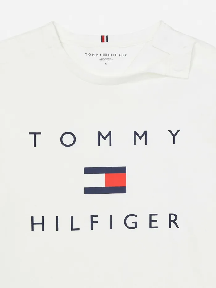 Tommy Hilfiger Adaptive Pure Cotton Logo TShirt Bright White Mens Tommy Adaptive