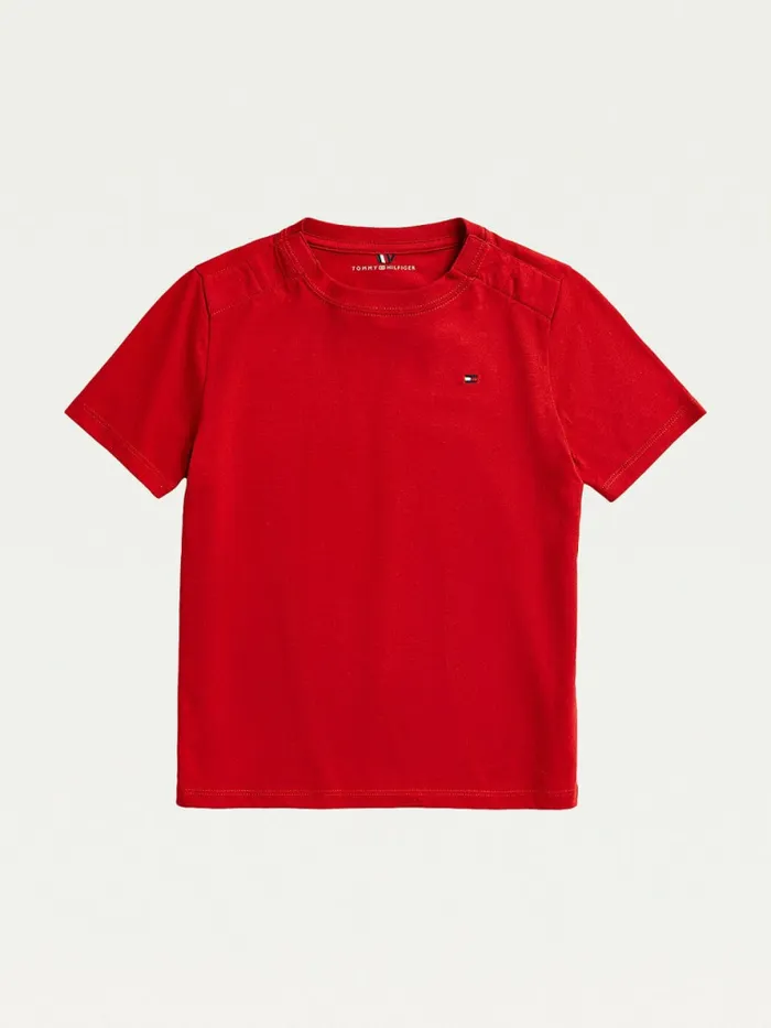 Tommy Hilfiger Adaptive Pure Cotton TShirt Apple Red Boys TShirts and Polos Gift for Friend Tommy Hilfiger Adaptive Pure Cotton TShirt Apple Red Boys TShirts and Polos Gift for Friend