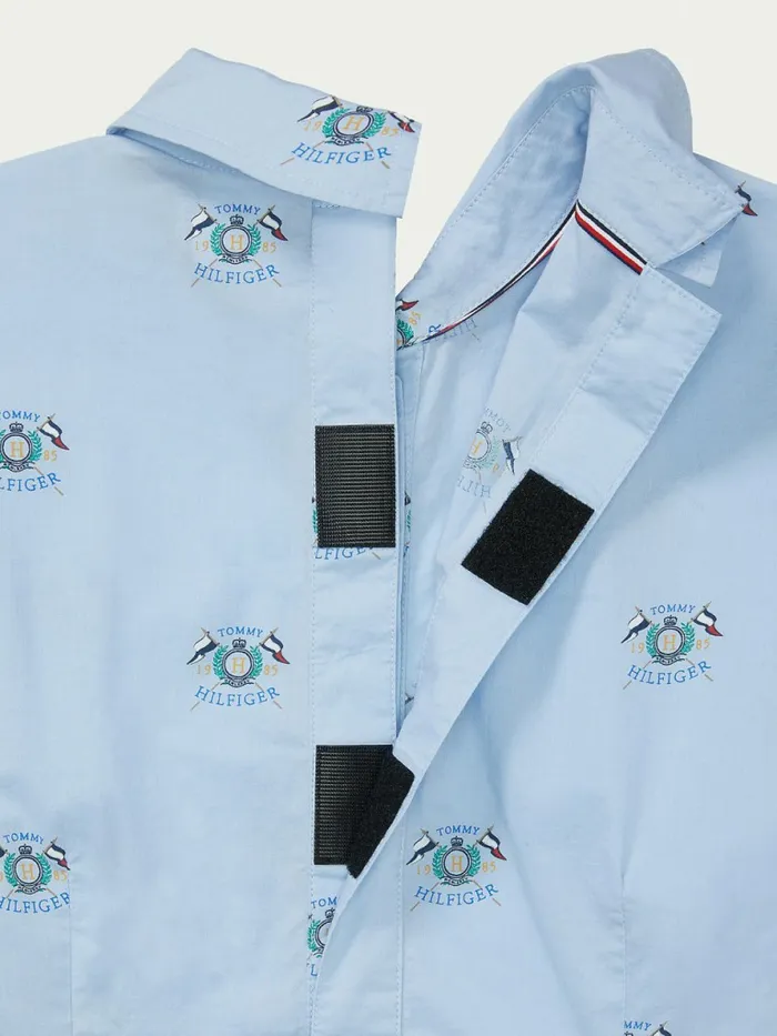 Tommy Hilfiger Adaptive Seated Fit AllOver Crest Shirt Covington BlueMulti Womens Tommy Adaptive