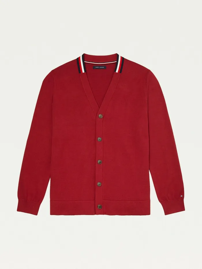 Tommy Hilfiger Adaptive Signature Collar Cardigan Rhubarb Mens Tommy Adaptive Tommy Hilfiger Adaptive Signature Collar Cardigan Rhubarb Mens Tommy Adaptive