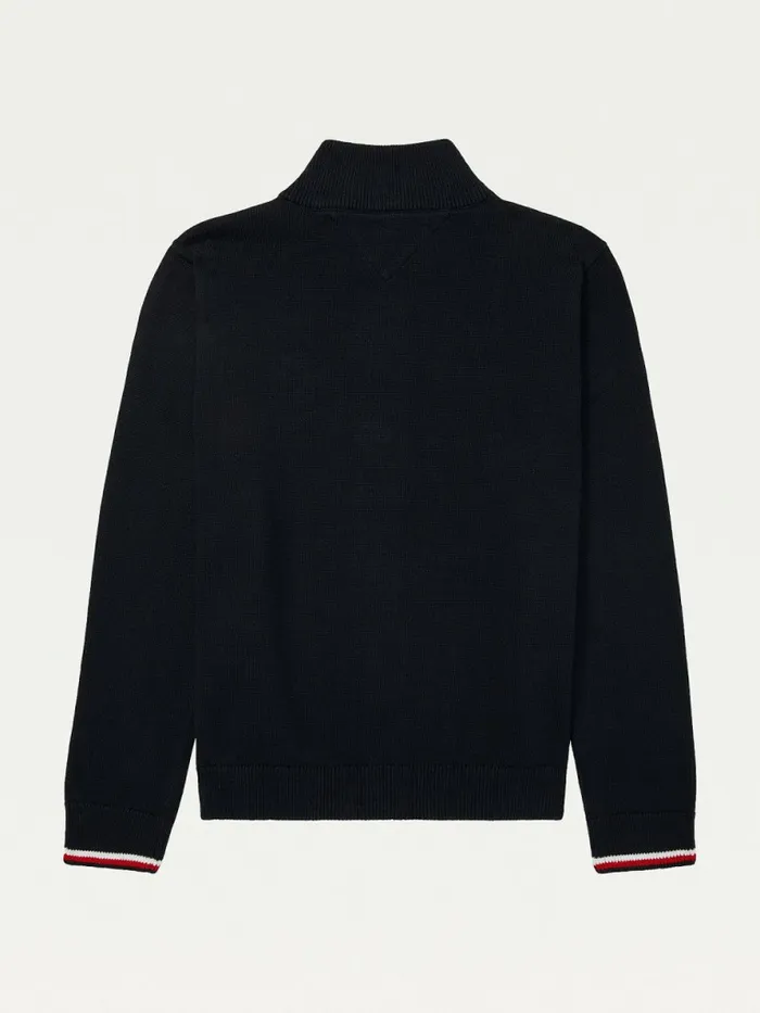 Tommy Hilfiger Adaptive Stripe Flag Mock Turtleneck Jumper Sky Captain Boys Jumpers and Cardigans Gift Ideas