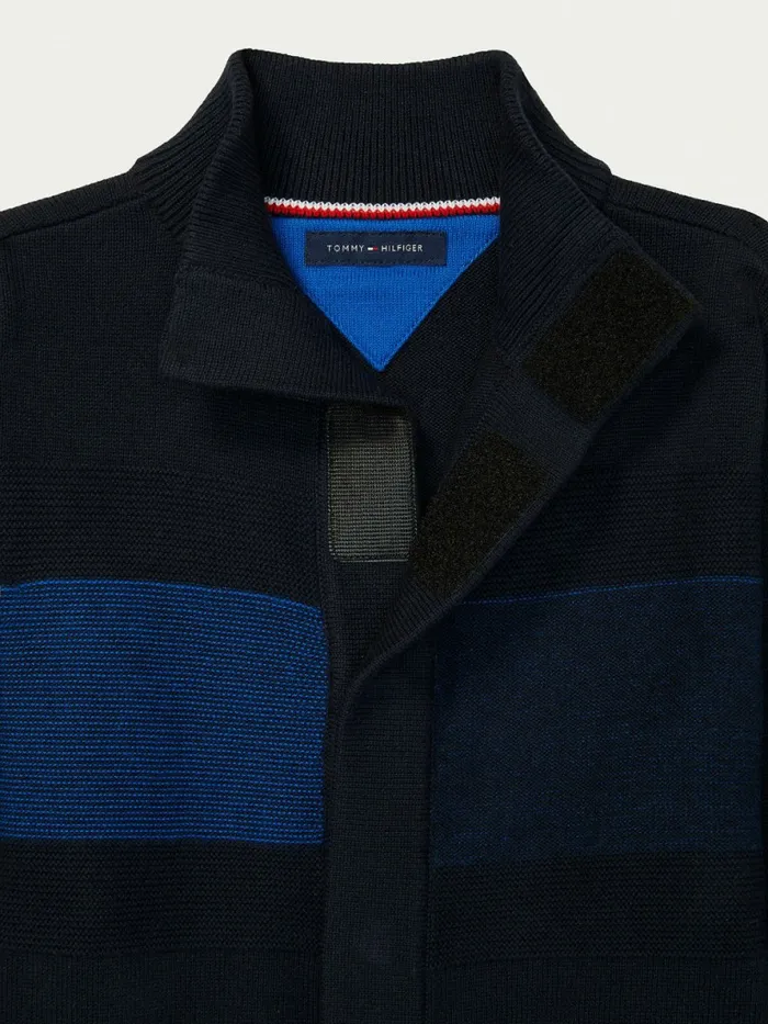 Tommy Hilfiger Adaptive Stripe Flag Mock Turtleneck Jumper Sky Captain Boys Jumpers and Cardigans Gift Ideas