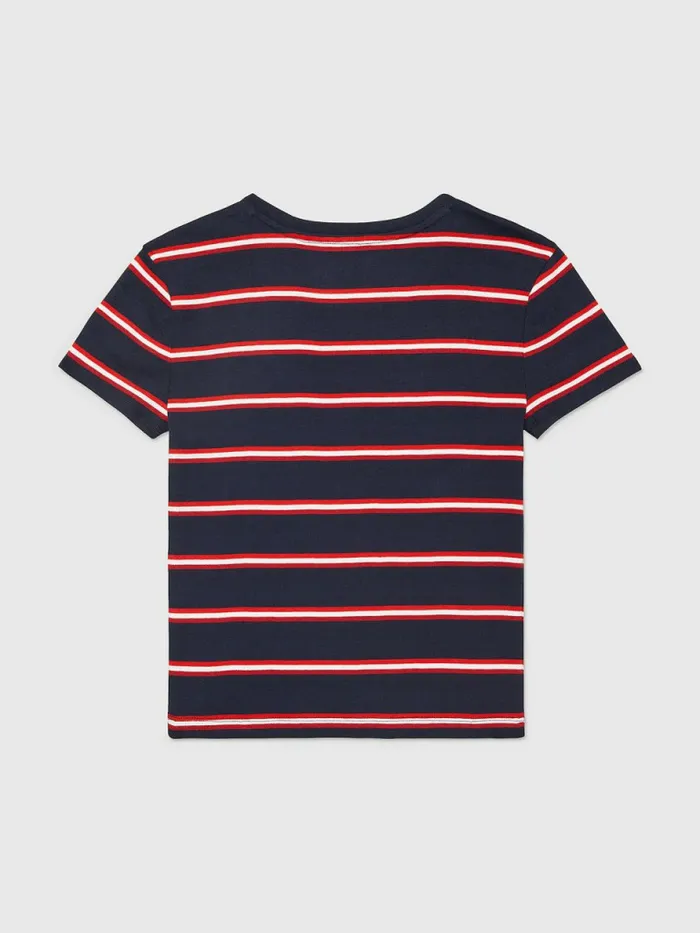Tommy Hilfiger Adaptive Stripe Multicolour Logo TShirt Sky CaptainMulti Womens Tommy Adaptive