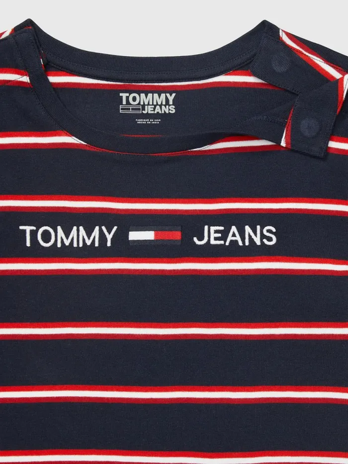 Tommy Hilfiger Adaptive Stripe Multicolour Logo TShirt Sky CaptainMulti Womens Tommy Adaptive