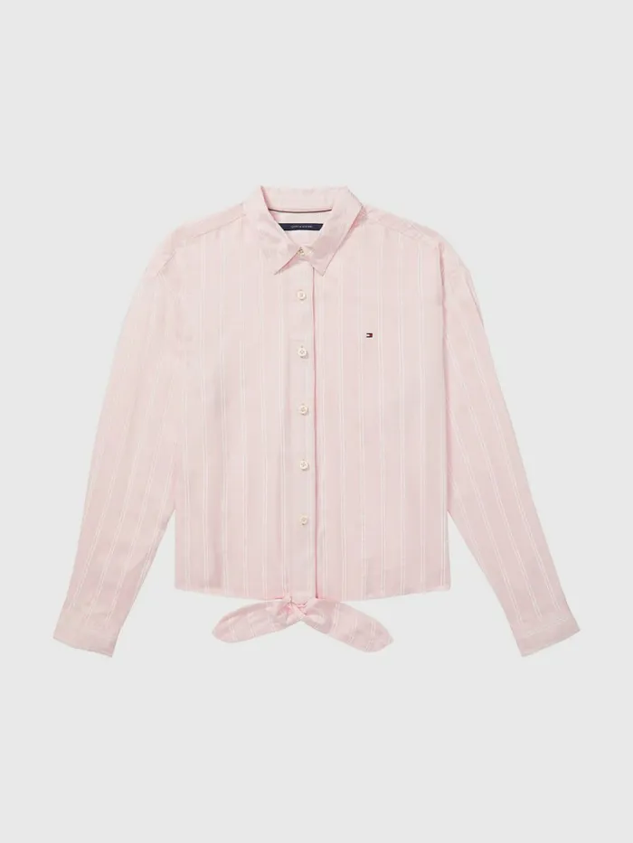 Tommy Hilfiger Adaptive Viscose Front Knot Relaxed Shirt Wonder Blue Optic Wht Womens Tommy Adaptive Tommy Hilfiger Adaptive Viscose Front Knot Relaxed Shirt Wonder Blue Optic Wht Womens Tommy Adaptive