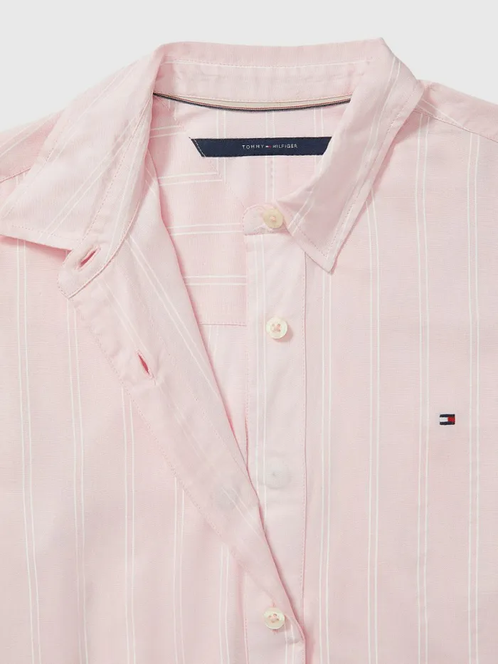 Tommy Hilfiger Adaptive Viscose Front Knot Relaxed Shirt Wonder Blue Optic Wht Womens Tommy Adaptive