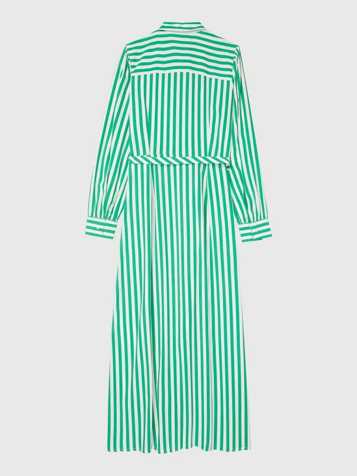 Tommy Hilfiger Adaptive Viscose Stripe Midi Shirt Dress Primary Green Multi Womens Dresses and Jumpsuits Gift for Friend