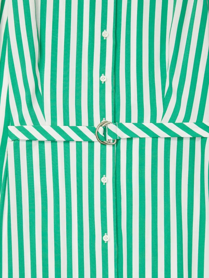 Tommy Hilfiger Adaptive Viscose Stripe Midi Shirt Dress Primary Green Multi Womens Dresses and Jumpsuits Gift for Friend