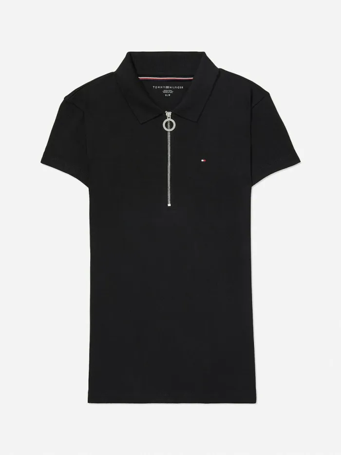 Tommy Hilfiger Adaptive Zipped Slim Fit Polo Th Deep Black Womens Polo Shirts Fashion Tommy Hilfiger Adaptive Zipped Slim Fit Polo Th Deep Black Womens Polo Shirts Fashion