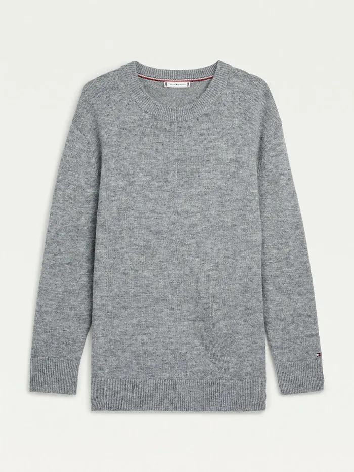 Tommy Hilfiger Alpaca Wool Oversized Jumper Medium Grey Heather Womens Knitwear For Sale