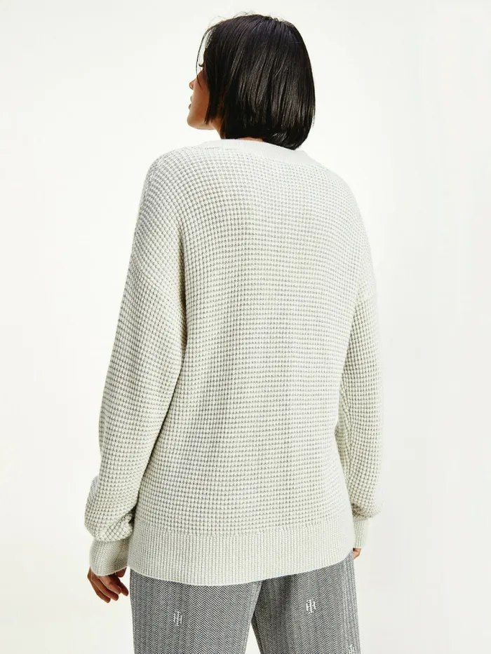 Tommy Hilfiger Alpaca Wool Relaxed Fit Jumper Light Grey HeatherEcru Swt Womens Knitwear Fashion