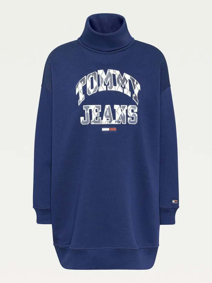 Tommy Hilfiger Argyle Logo Sweater Dress Twilight Navy Womens Dresses and Jumpsuits Casaul