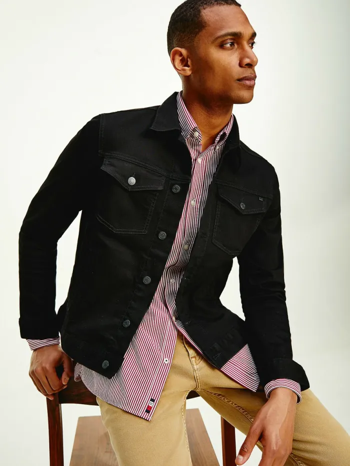 Tommy Hilfiger Back Logo Denim Jacket Tate Stay Black Mens Coats and Jackets Gift 4 You Tommy Hilfiger Back Logo Denim Jacket Tate Stay Black Mens Coats and Jackets Gift 4 You