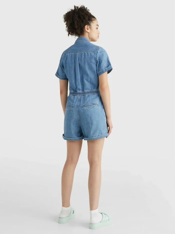 Tommy Hilfiger Badge Denim Playsuit Denim Medium Womens Dresses and Jumpsuits Casaul