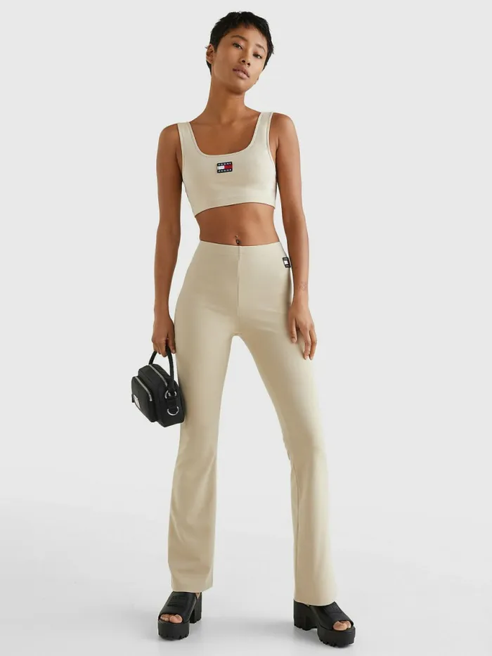 Tommy Hilfiger Badge Flared Leggings Savannah Sand Womens Trousers
