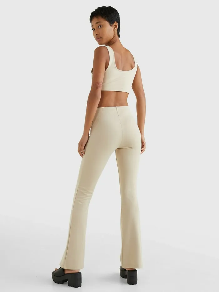 Tommy Hilfiger Badge Flared Leggings Savannah Sand Womens Trousers