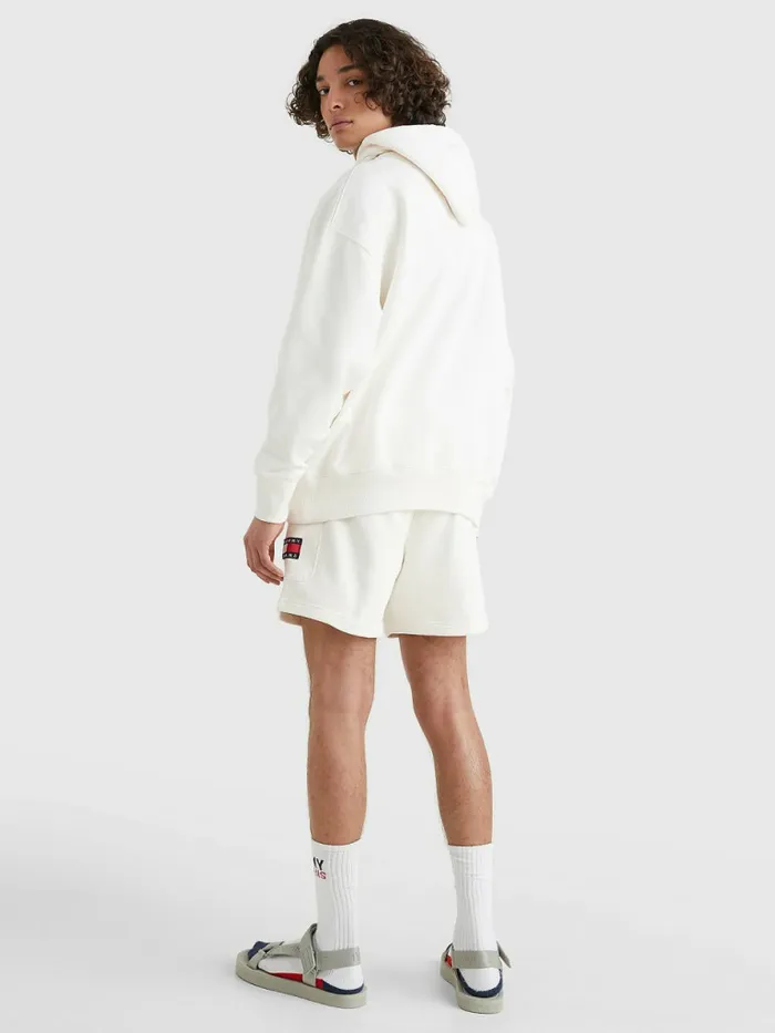 Tommy Hilfiger Badge Fleece Hoody Ancient White Mens Sweatshirts and Hoodies Online