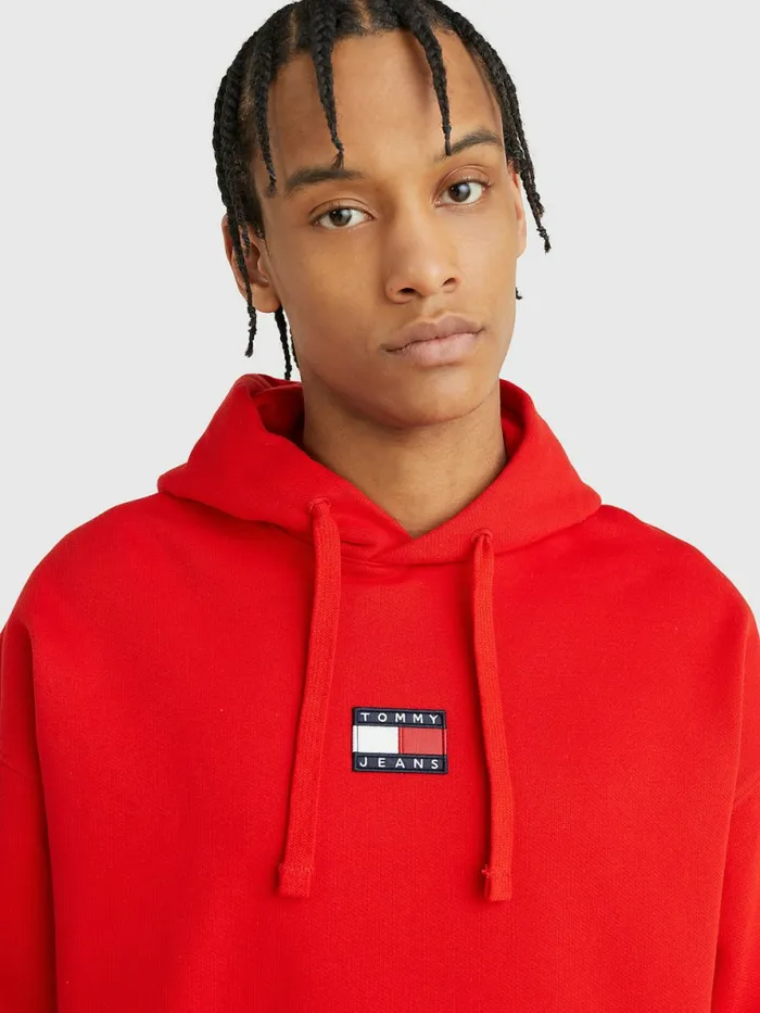 Tommy Hilfiger Badge Fleece Hoody Deep Crimson Mens Sweatshirts and Hoodies Gift 4 You