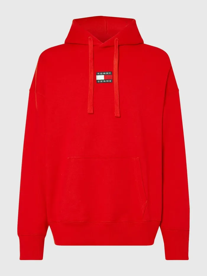 Tommy Hilfiger Badge Fleece Hoody Deep Crimson Mens Sweatshirts and Hoodies Gift 4 You