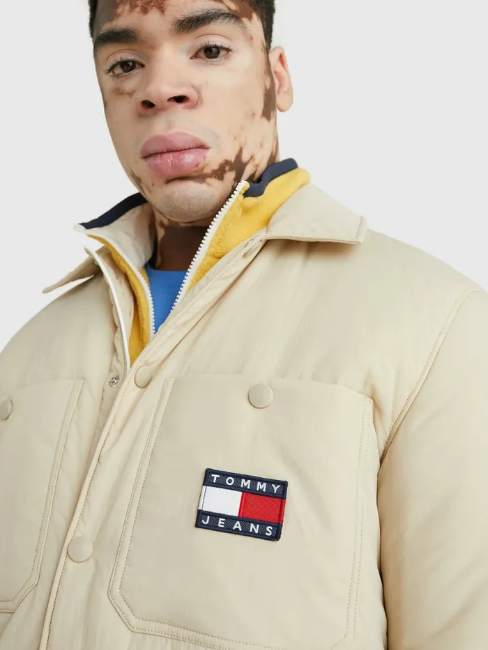 Tommy Hilfiger Badge Padded Jacket Savannah Sand Mens Coats and Jackets For Sale