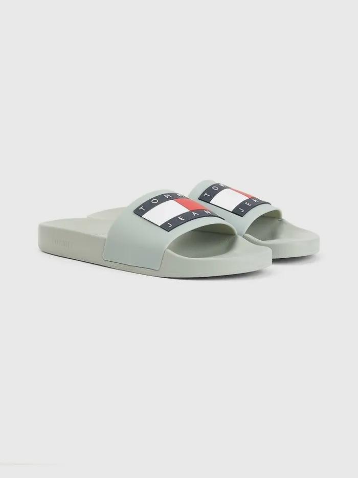 Tommy Hilfiger Badge Pool Slides Faded Willow Mens Sandals Sliders and Flip Flops Popular Tommy Hilfiger Badge Pool Slides Faded Willow Mens Sandals Sliders and Flip Flops Popular