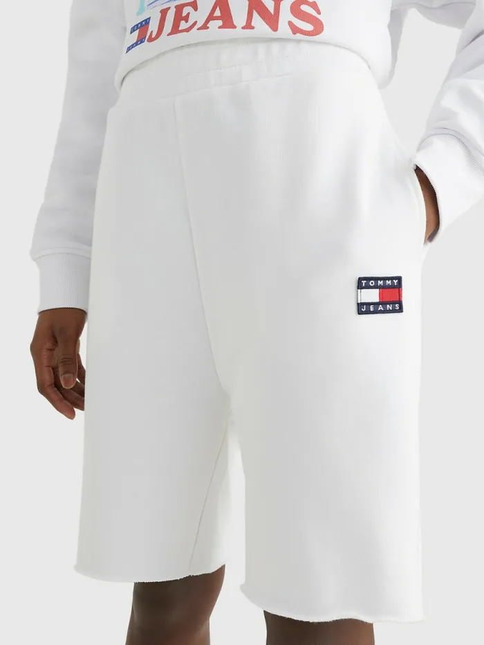 Tommy Hilfiger Badge Relaxed Fit Sweat Shorts White Womens Shorts Gift for Friend Tommy Hilfiger Badge Relaxed Fit Sweat Shorts White Womens Shorts Gift for Friend