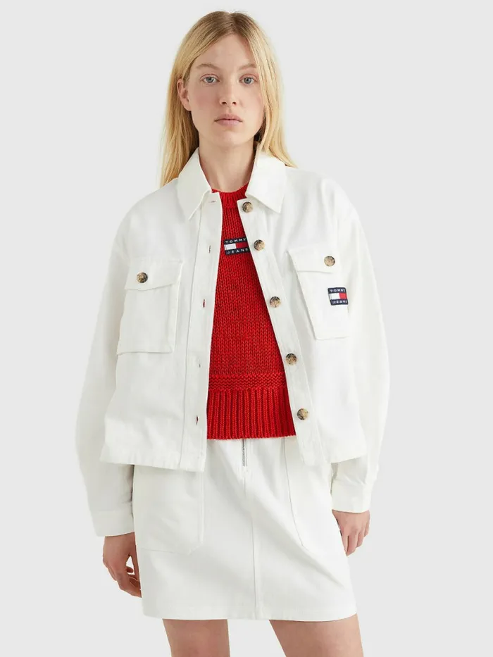 Tommy Hilfiger Badge Surplus Overshirt Ecru Womens Shirts and Blouses Gift 4 You Tommy Hilfiger Badge Surplus Overshirt Ecru Womens Shirts and Blouses Gift 4 You