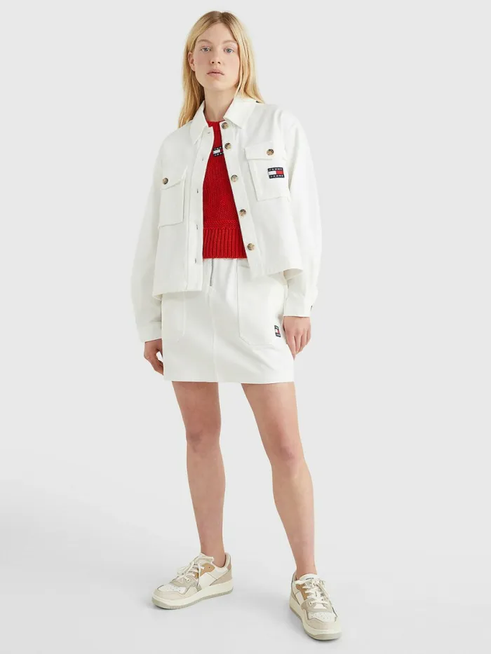 Tommy Hilfiger Badge Surplus Overshirt Ecru Womens Shirts and Blouses Gift 4 You