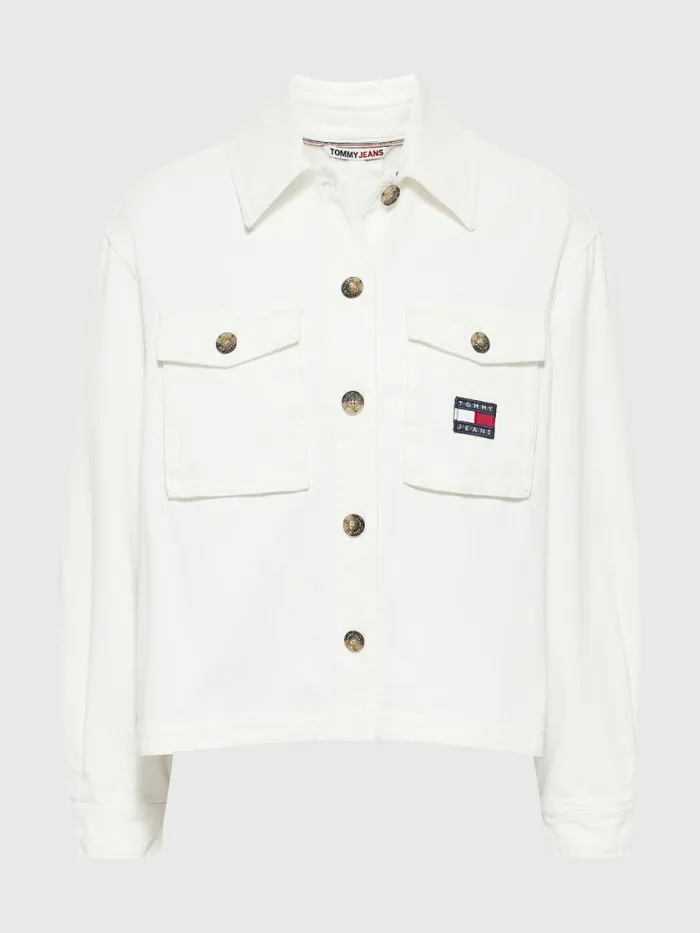 Tommy Hilfiger Badge Surplus Overshirt Ecru Womens Shirts and Blouses Gift 4 You
