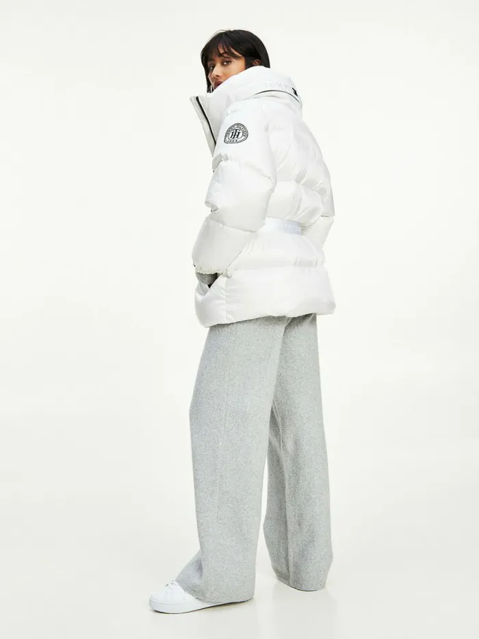 Tommy Hilfiger Belted Down Padded Jacket Th Optic White Womens Coats and Jackets Fashion