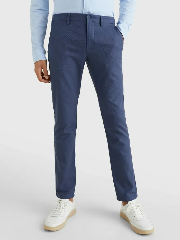 Tommy Hilfiger Bleecker Basket Weave Slim Fit Chinos Faded Indigo Mens Trousers Tommy Hilfiger Bleecker Basket Weave Slim Fit Chinos Faded Indigo Mens Trousers