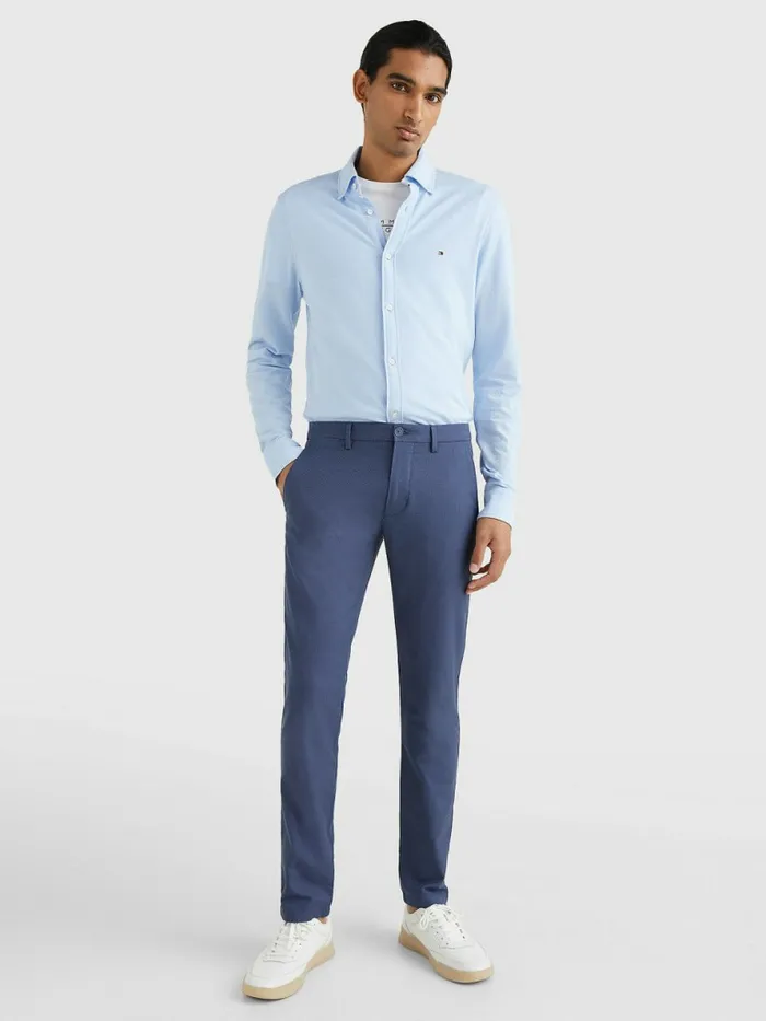 Tommy Hilfiger Bleecker Basket Weave Slim Fit Chinos Faded Indigo Mens Trousers