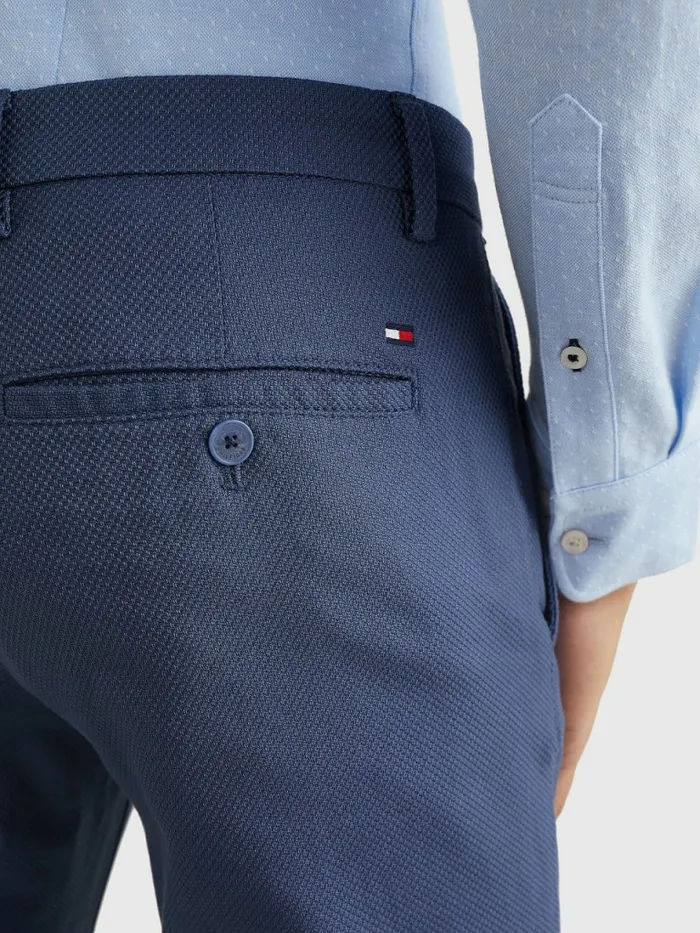 Tommy Hilfiger Bleecker Basket Weave Slim Fit Chinos Faded Indigo Mens Trousers
