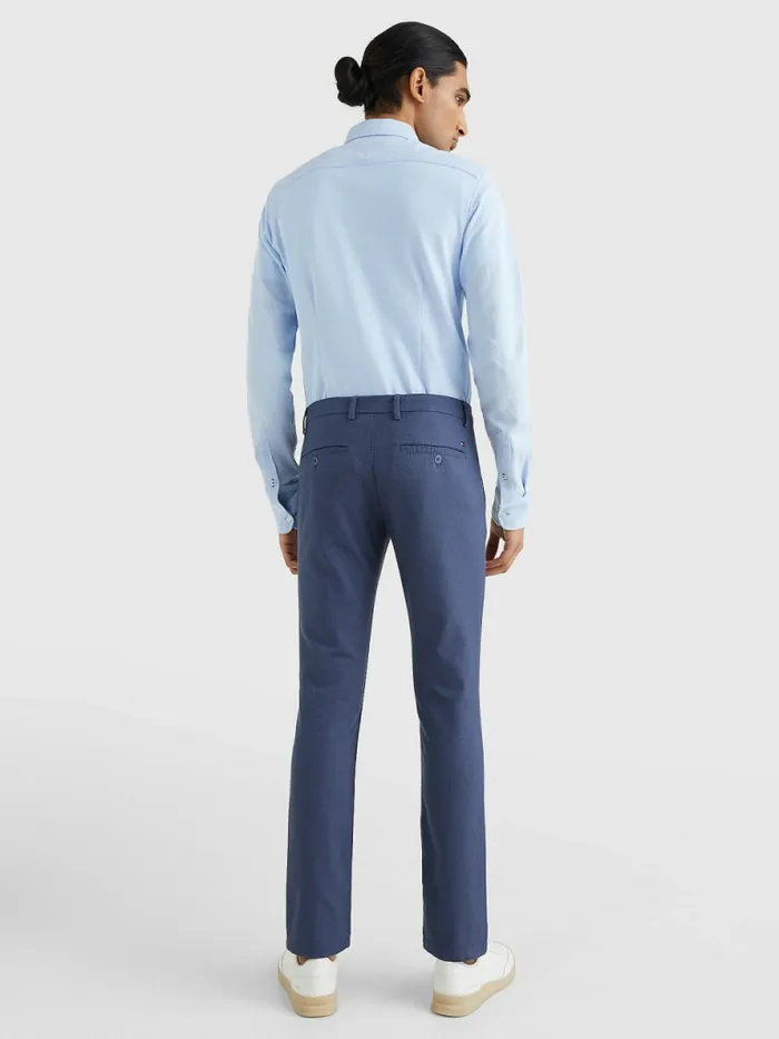 Tommy Hilfiger Bleecker Basket Weave Slim Fit Chinos Faded Indigo Mens Trousers