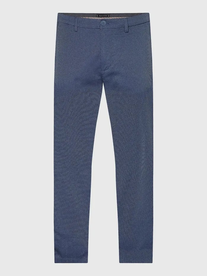 Tommy Hilfiger Bleecker Basket Weave Slim Fit Chinos Faded Indigo Mens Trousers