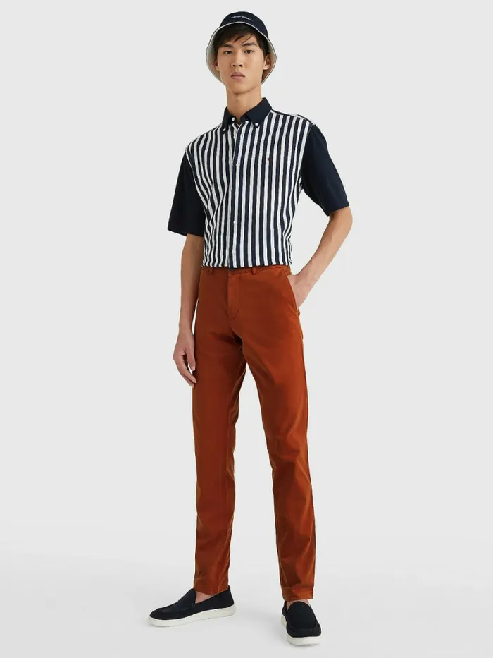 Tommy Hilfiger Bleecker Satin Slim Fit Chinos Cinnabar Red Mens Trousers