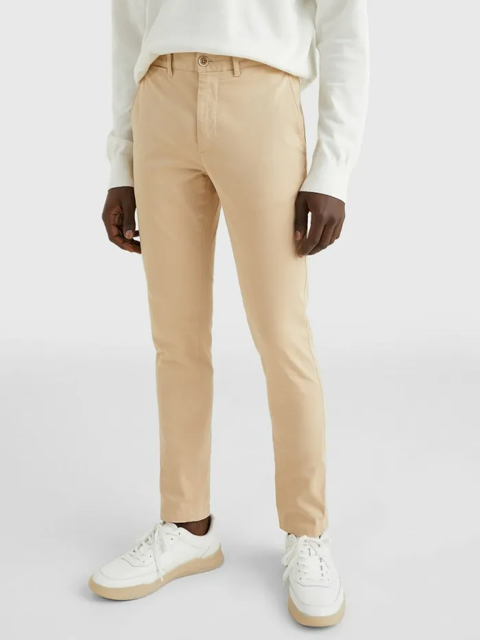 Tommy Hilfiger Bleecker Satin Slim Fit Chinos Clayed Pebble Mens Trousers